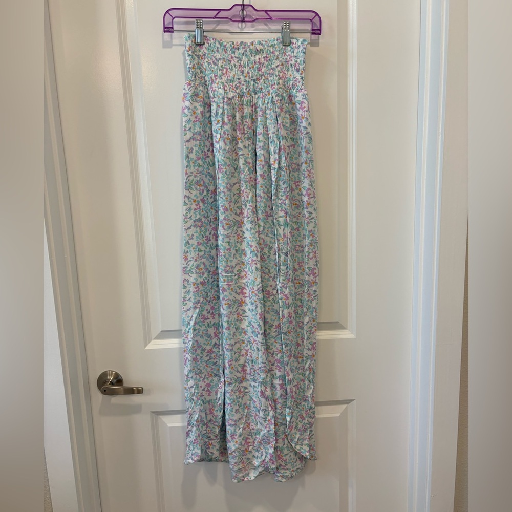Billabong Floral Wide Leg Pants - Blue and Pink